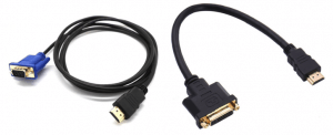 С лева HDMI -> VGA, с права HDMI-DVI: